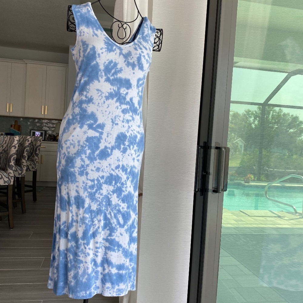 Beach Break Tie-Dye Midi Tank Dress Sz M